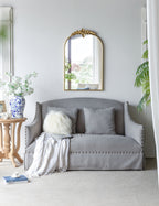 Gold Arched Wall Mirror with Metal Frame - Decorative Accent