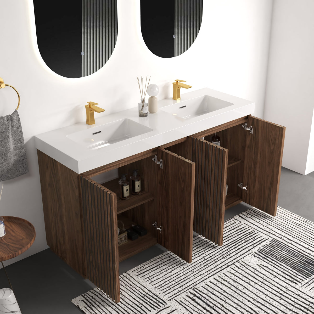 Walnut Brown GALAN 60F Winston Bathroom Vanity with Modern Functionality