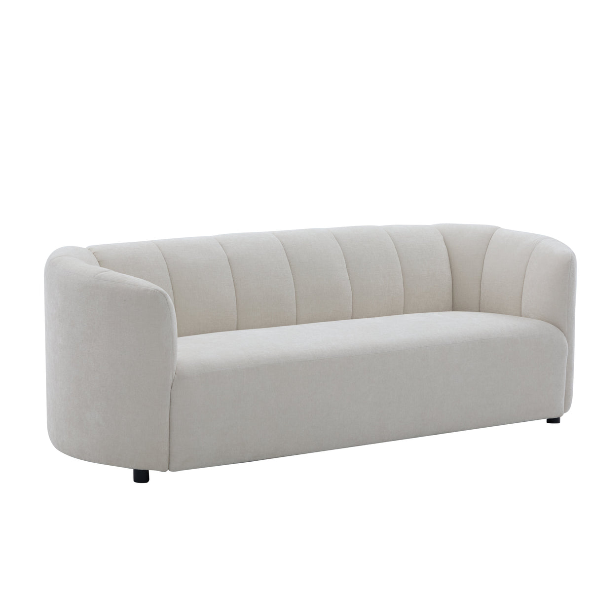Modern Curved Chenille Sofa Couch with Sturdy Wood Frame – Cream