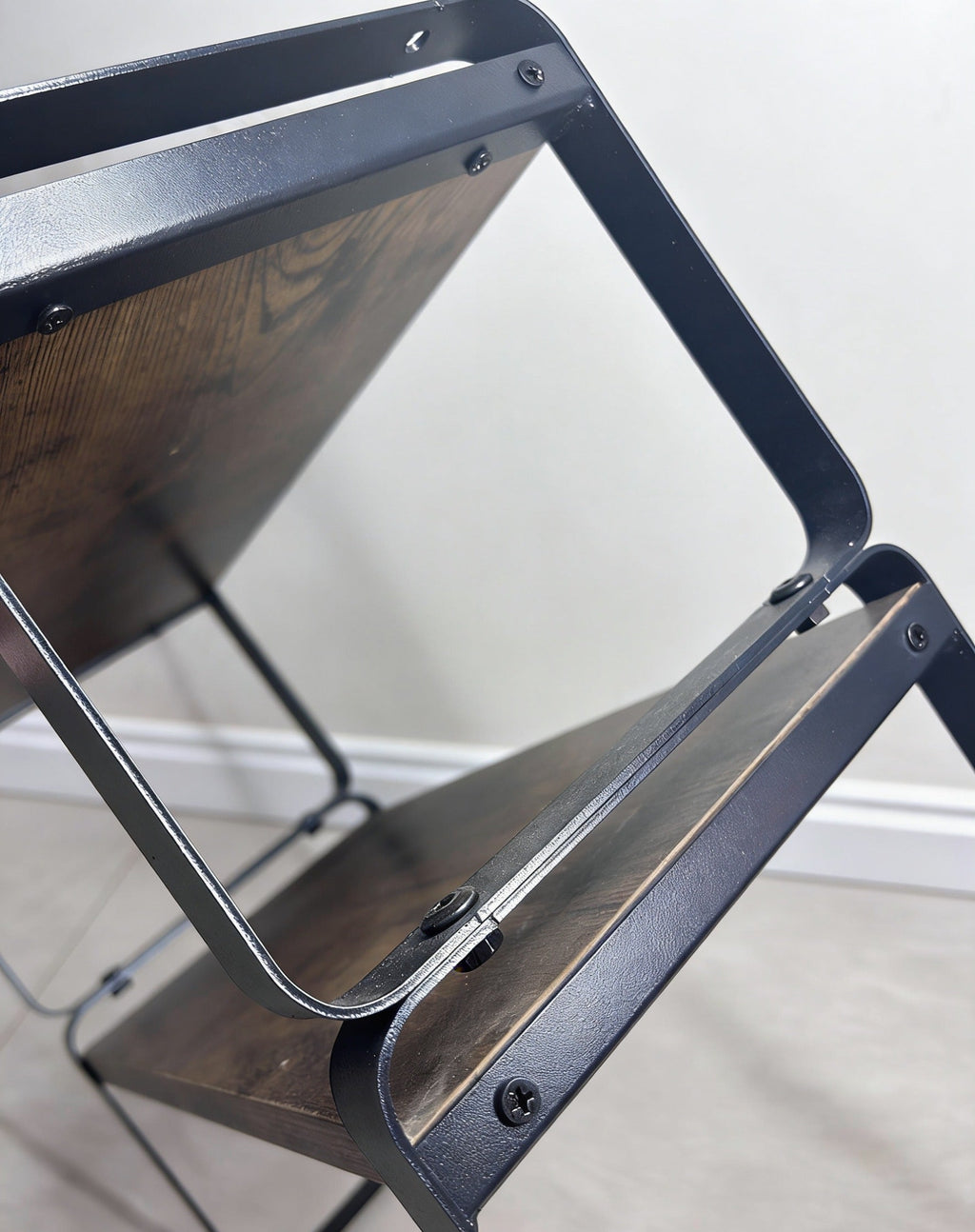2-Tier Adjustable Storage Shelves with MDF & Metal Frame - Rustic Wood Look