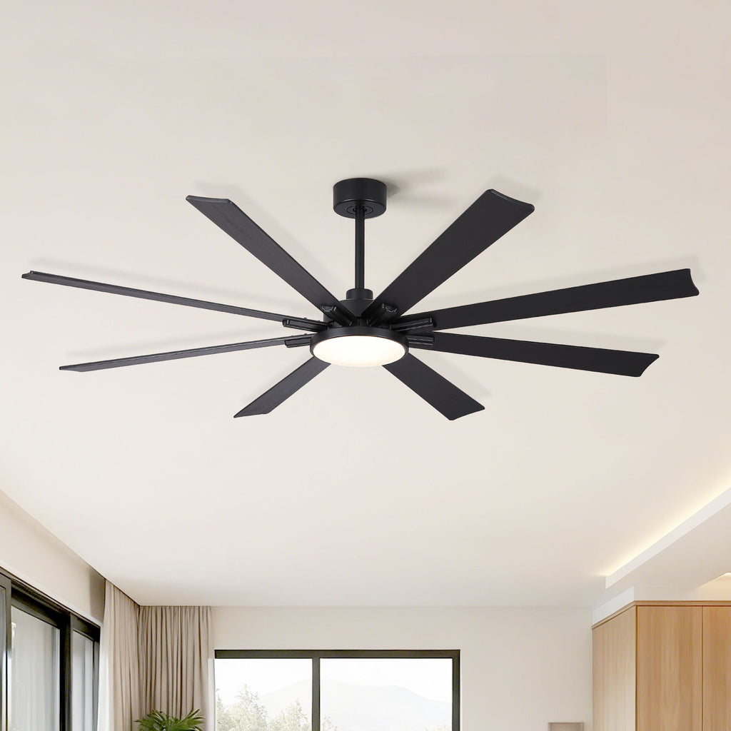 Large Ceiling Fan with Dimmable LED Light and Remote Control - Black or Dark Brown