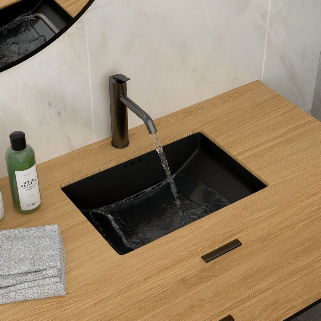 Modern Ceramic Undermount Bathroom Sink with Overflow - White or Black
