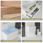 30 Inch Floating Bathroom Vanity with Soft-Close Drawer and Ceramic Sink - Multiple Colors