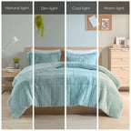 Twin/Twin XL Shaggy Long Fur Comforter Mini Set with Plush Reverse - Gray