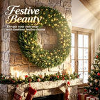48" Artificial Norfolk Pine Christmas Wreath with LED Lights - Green