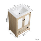 Brown Bathroom Vanity with Ceramic Basin, 1 Drawer Free Standing Storage