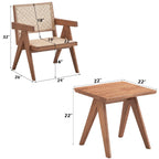 Natural 3 Piece Accent Chair Set with Matching End Table