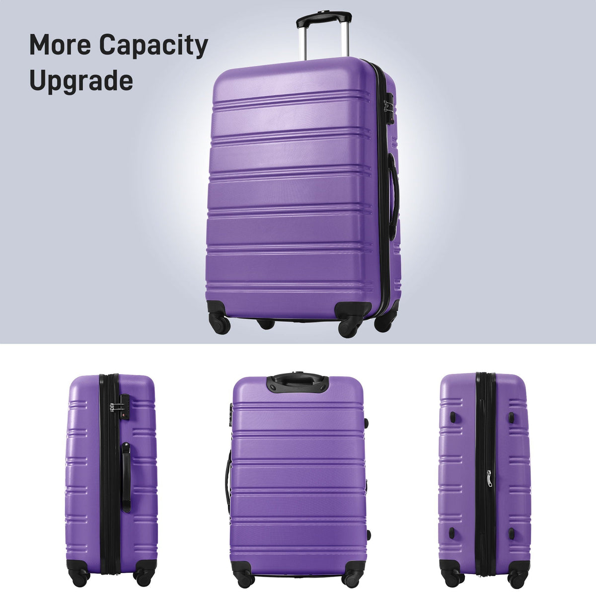 3 Piece Hardside Spinner Luggage Set with TSA Lock - Blue, Purple, Pink, Beige