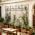 4 Pack Metal Garden Trellis with Rustproof Iron Support - Brown or Black