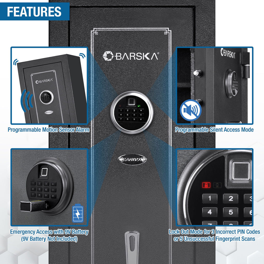 Biometric Keypad Riflesafe with Dual Access Security - Black
