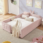 Cute Rabbit Ear Upholstered Platform Bed Frame with Safety Rail - Multiple Colors