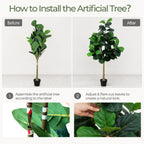 Artificial Fiddle Leaf Fig Tree 5.5FT with Planter - Green