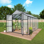 Gain Height Windproof Greenhouse with Heavy-Duty Frame - Black
