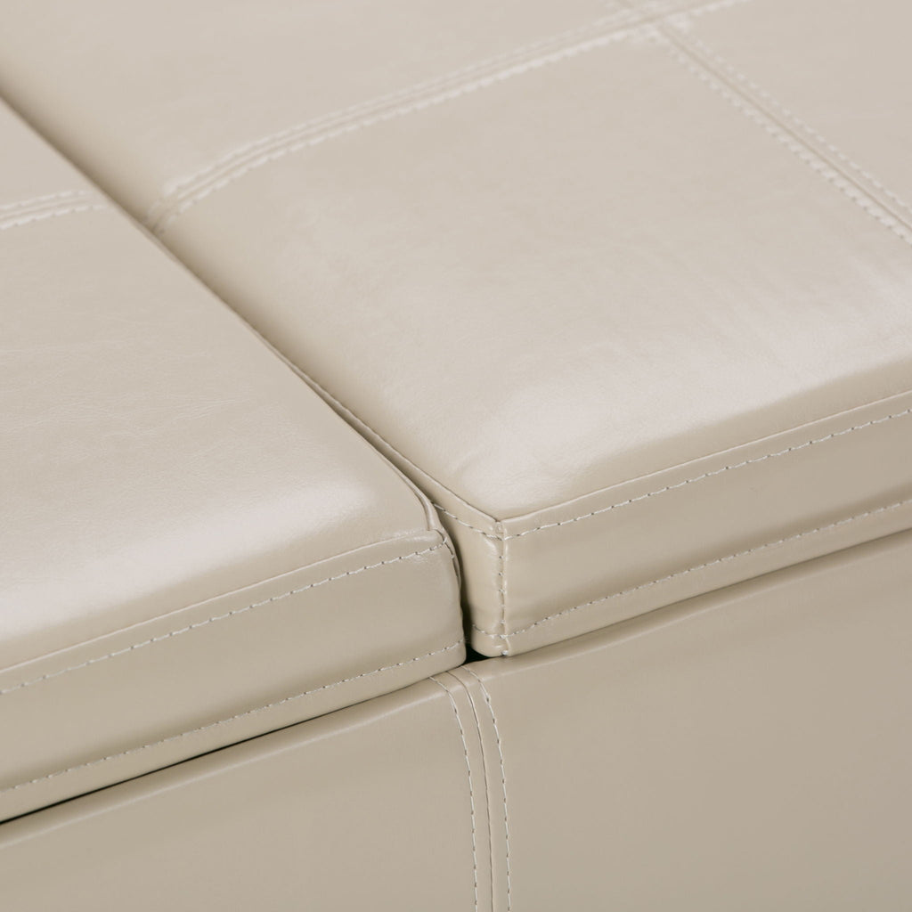 Avalon Upholstered Storage Ottoman with Flip-Over Serving Trays - Multiple Colors