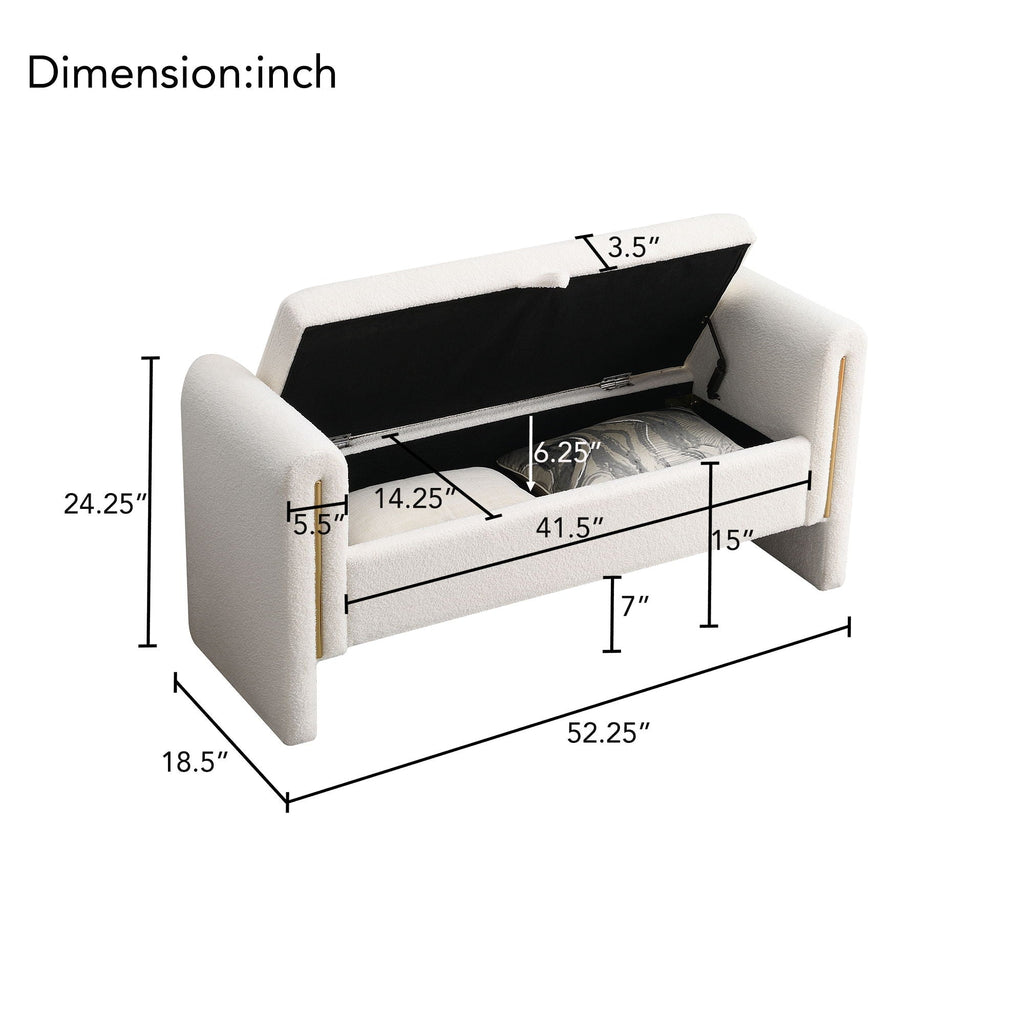 Modern Teddy Upholstered Bed End Bench with Storage - Multiple Colors