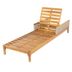 Solid Acacia Wood Sun Lounger with Waterproof Beige Cushions - Light Grey Wicker