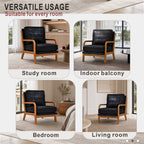 Foil Fabric Wood Armchair with Solid Wood Frame - Neutral