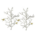 Metal Branch Wall Sculptures with Bird Accents - Silver Multi