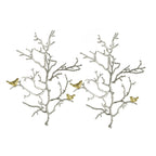 Metal Branch Wall Sculptures with Bird Accents - Silver Multi