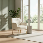 Upholstered Accent Armchair with Shell-Shaped Design - Multiple Colors