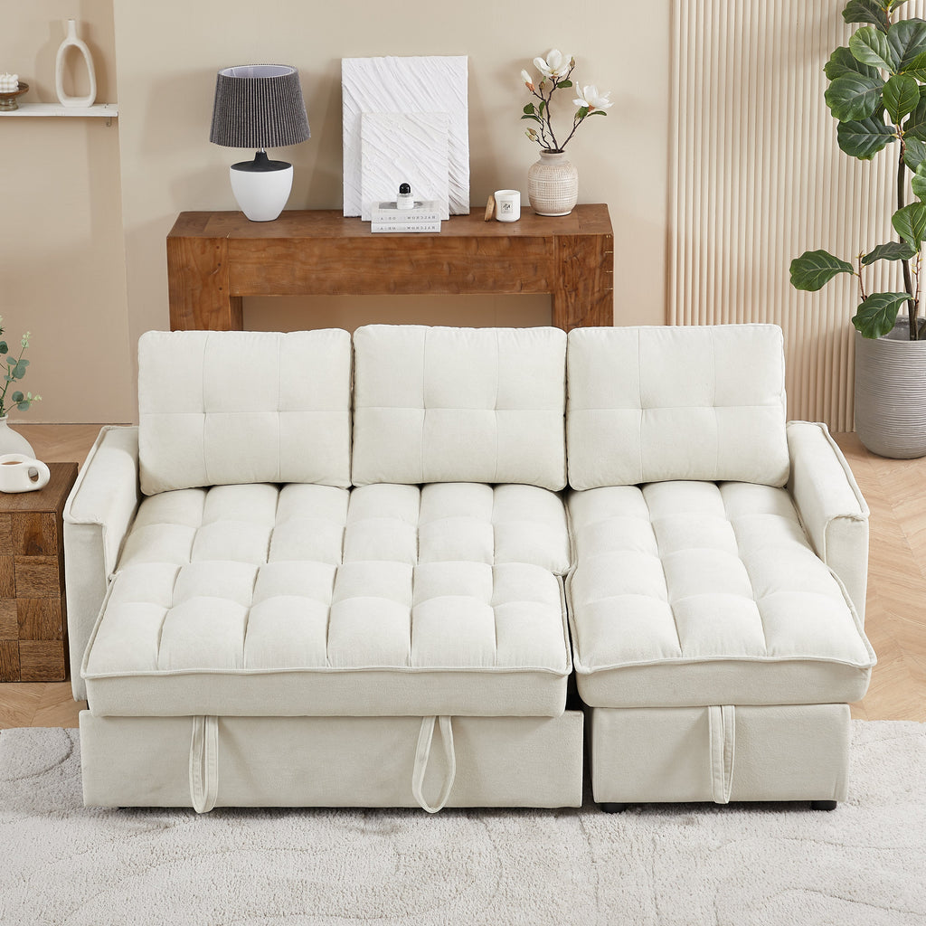 71.3" Reclining Sofa Bed with USB Ports - Chenille