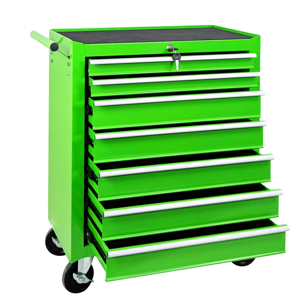 Rolling Tool Chest with 7-Drawer Tool Box with Steel Construction - Green