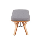 Mid Century Upholstered Bench with Cushioned Seat - Gray, Beige, Dark Gray