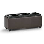 Avalon Upholstered Storage Ottoman with Flip-Over Serving Trays - Multiple Colors