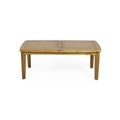 Outdoor Rectangular Coffee Table with Slat Design – Light Brown