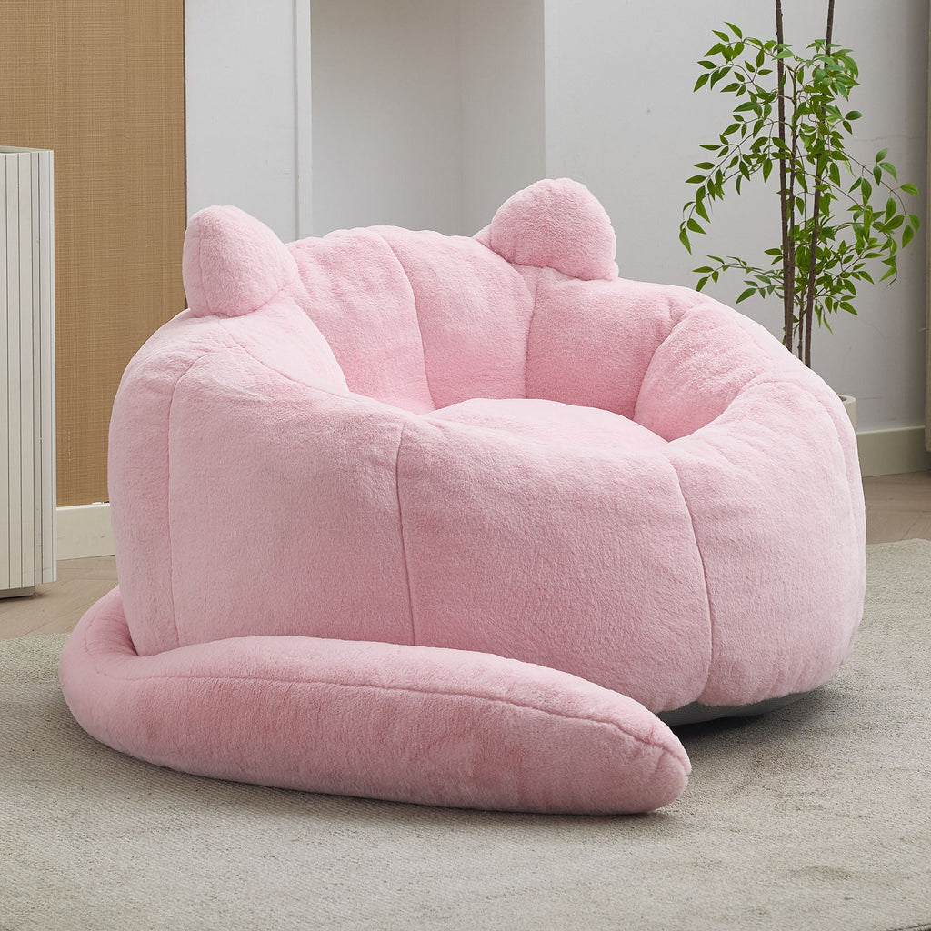 Cat Shaped Bean Bag Sofa with Long Tail - Faux Fur