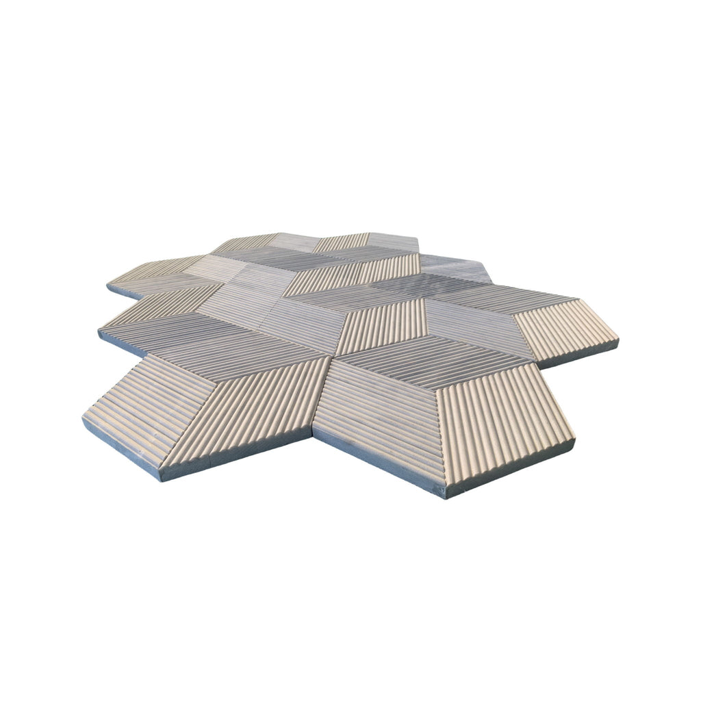 Hexagon Natural Stone Marble Decorative Tile Set with 3D Fluted Texture - Gray or White