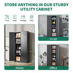 Heavy Metal Garage Storage Cabinet with Locking Doors - Black or White