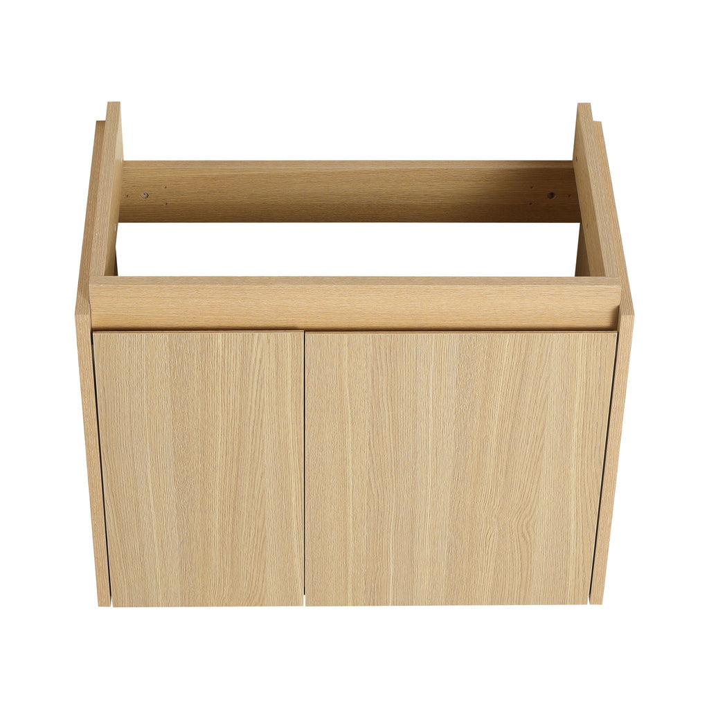 Modern Bathroom Vanity with Ceramic Basin and Storage Cabinet - Light Brown, Black, or White