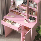 Pink Vanity Desk with Mirror & Light