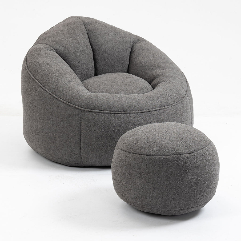 High Pressure Foam Bean Bag Sofa Chair with Footrest – Multiple Colors