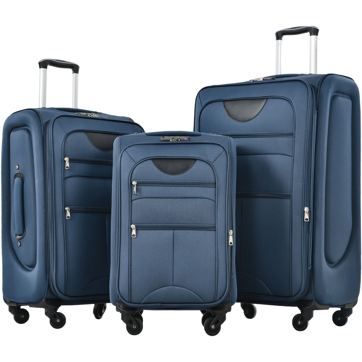 Softside Expandable 3 Piece Luggage Set with Spinner Wheels - Dark Blue