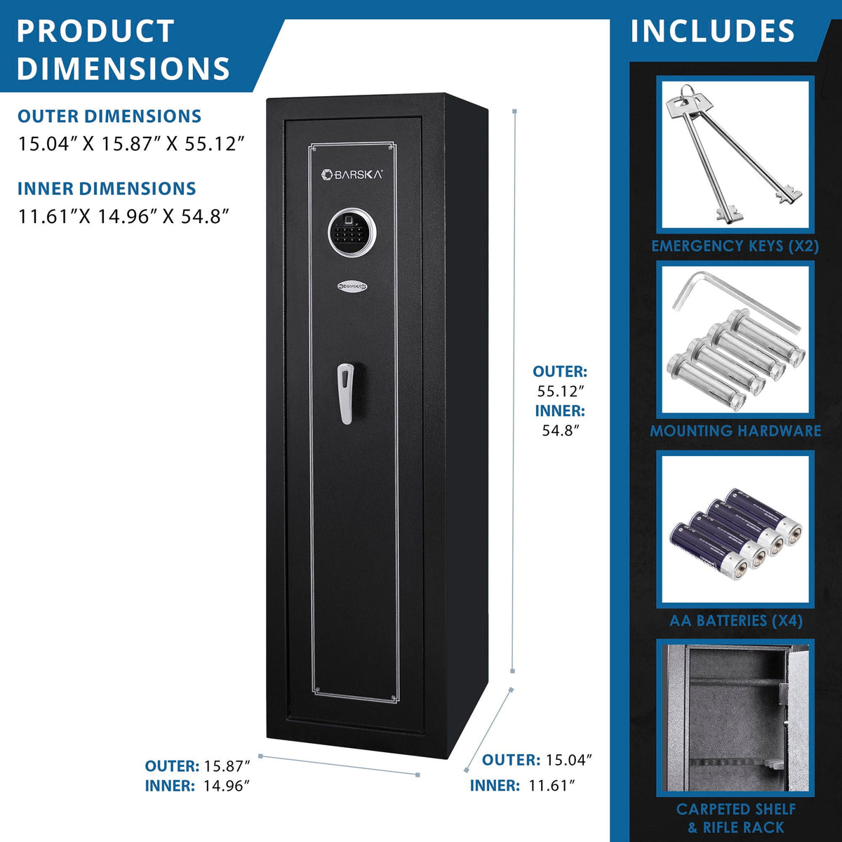 Biometric Keypad Riflesafe with Dual Access Security - Black