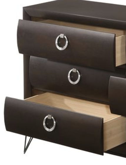 Brown Dresser with Stainless Steel Hardware and V Legs