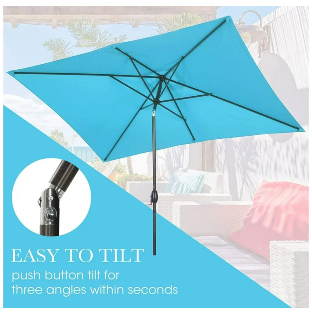 Rectangular Patio Umbrella with Crank Tilt - UV-Resistant Canopy