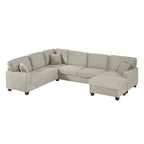 U-Shaped Upholstered Sectional Sofa with Movable Ottoman