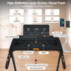 Folding Treadmill for Home with 3.0HP Motor and Bluetooth - Black