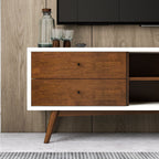 Modern TV Stand Up To 72" with Solid Wood Construction - White or Dark Brown
