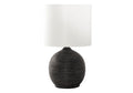 Contemporary Resin Table Lamp with Textured Beehive Base - Black