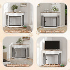 Corner Dog Crate with Fluted Drawer - White or Dark Brown