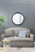 Round Hand Carved Rose Antique Wall Mirror with Intricate Detailing - Light Brown or Black