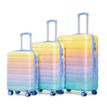 3-Piece Hard Case Luggage Set with Spinner Wheels - Blue+Yellow
