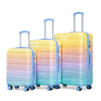 3-Piece Hard Case Luggage Set with Spinner Wheels - Blue+Yellow