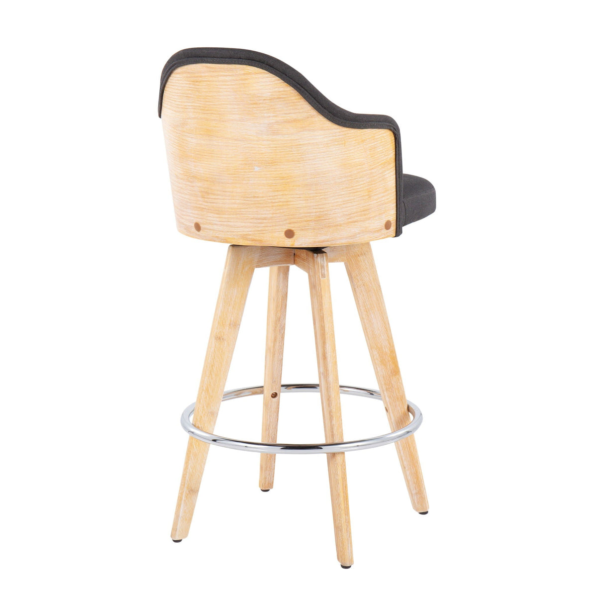 Contemporary Fixed Height Counter Stool with Bamboo Back & Swivel - Beige or Dark Gray