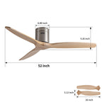 Low Profile Flush Mount Ceiling Fan Without Light with Remote - Brown