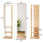 3 In 1 Multifunctional Full-Length Clothing Mirror with Rotating Design - Dark Brown, Black, White, Light Brown